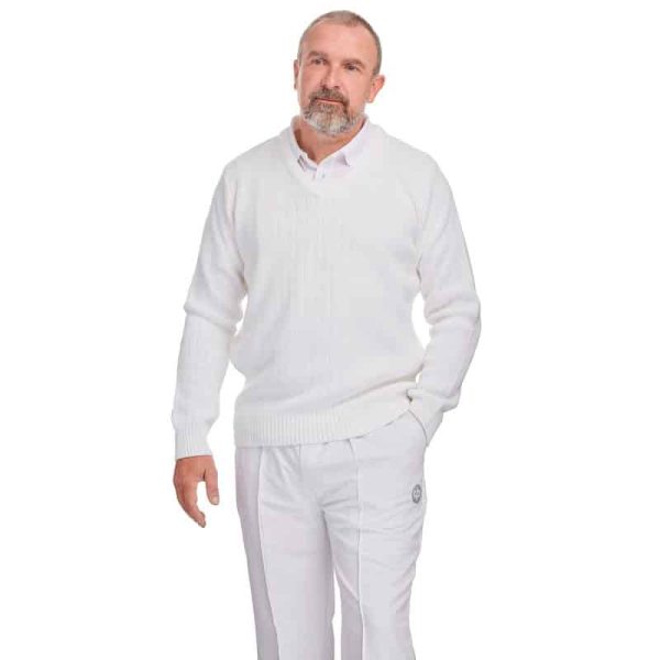 Drakes Pride White Ribbed Bowls Pullover