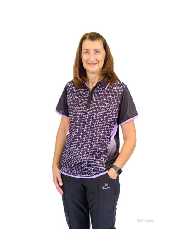 Henselite 23 Ladies Bowls Blouse - Black/Lilac
