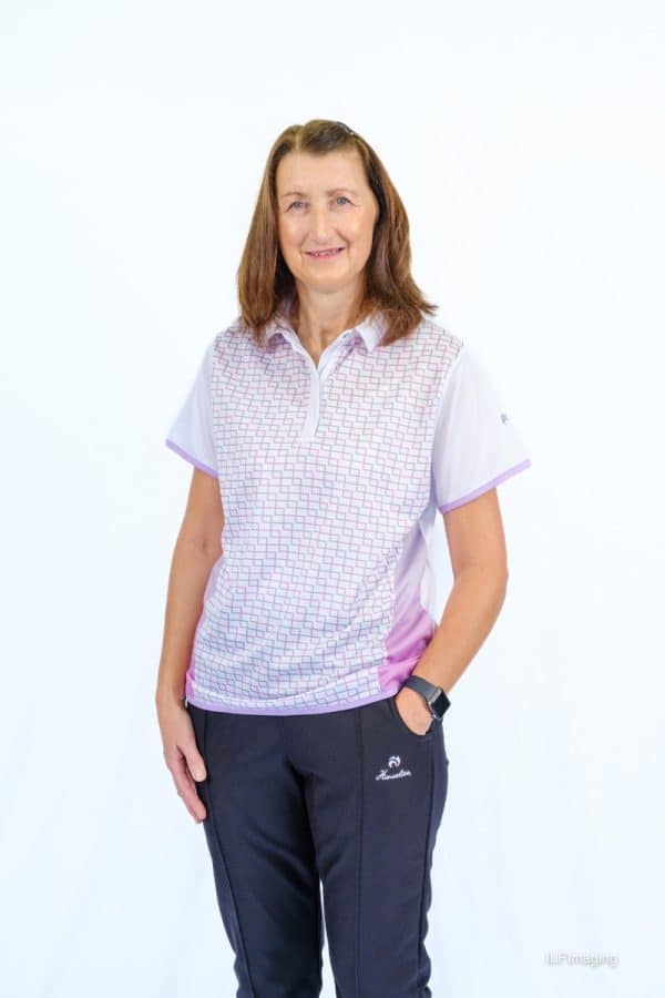Henselite 23 Ladies Bowls Blouse - White/Lilac