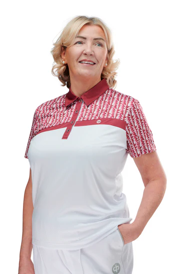 Drakes Pride Eden Ladies Bowls Shirt - White Maroon