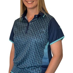 Henselite 23 Ladies Bowls Blouse - Navy/Turquoise